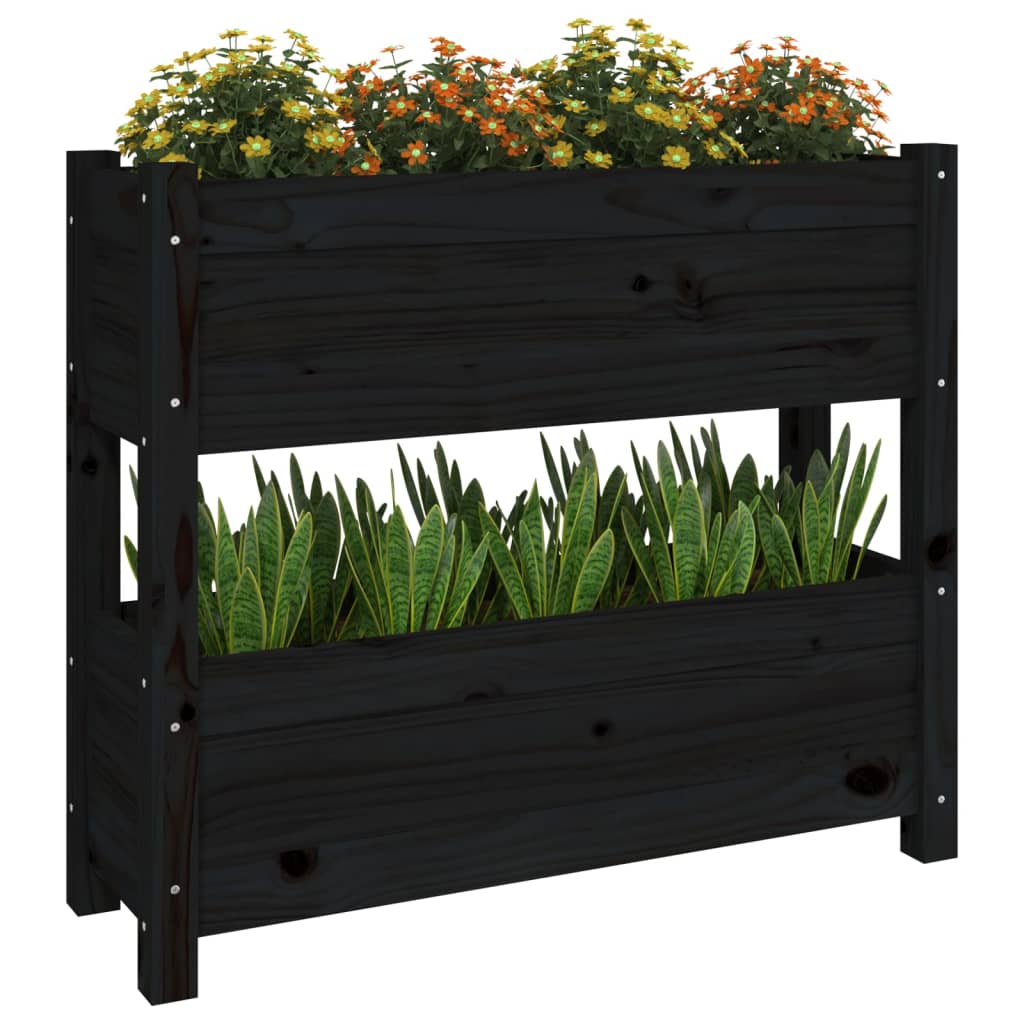 Jardinera de madera maciza de pino negro 77x25x66 cm - Vetonek