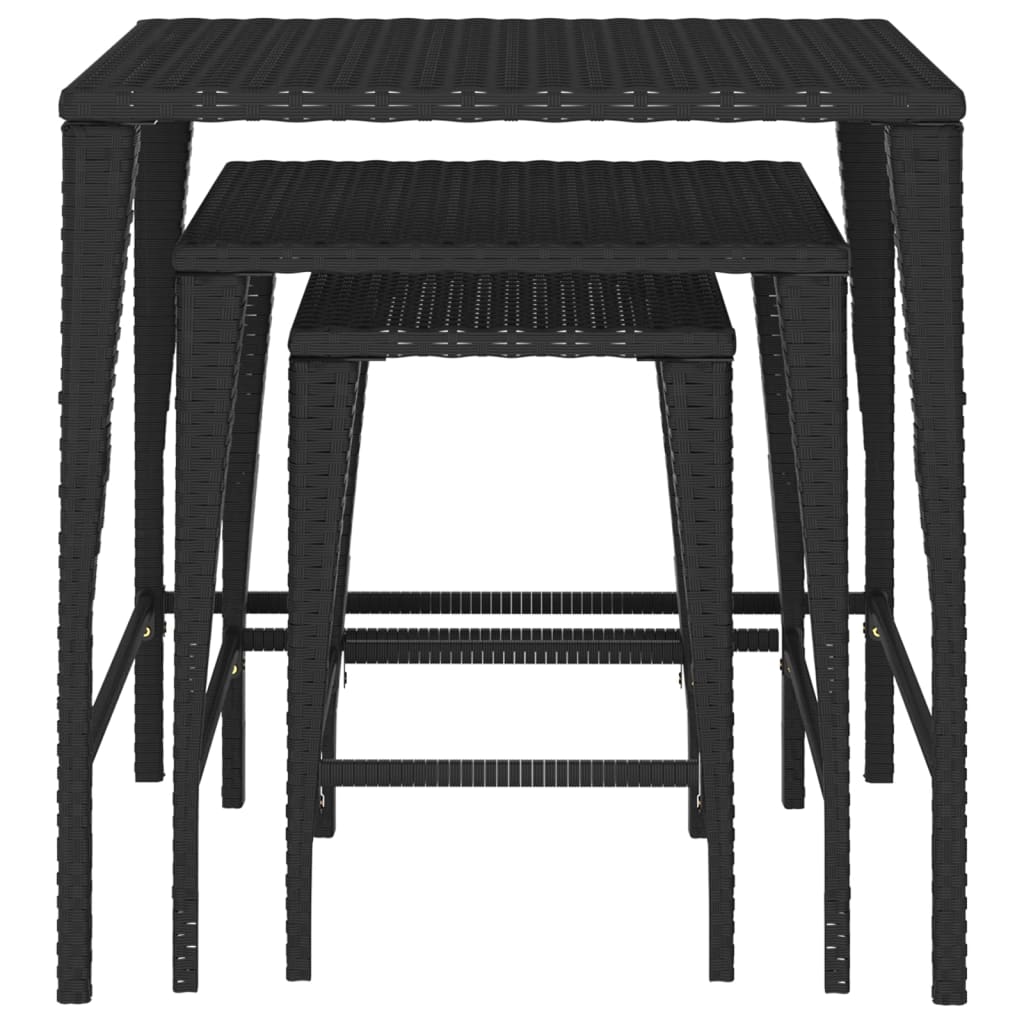 Stackable tables 3 pieces black synthetic