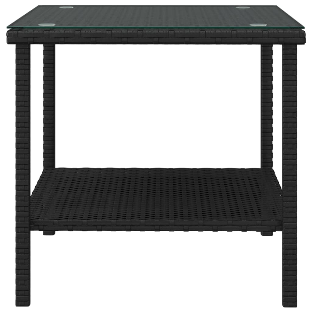 Mesa auxiliar vidrio templado ratán sintético negro 45x45x45 cm vidaXL