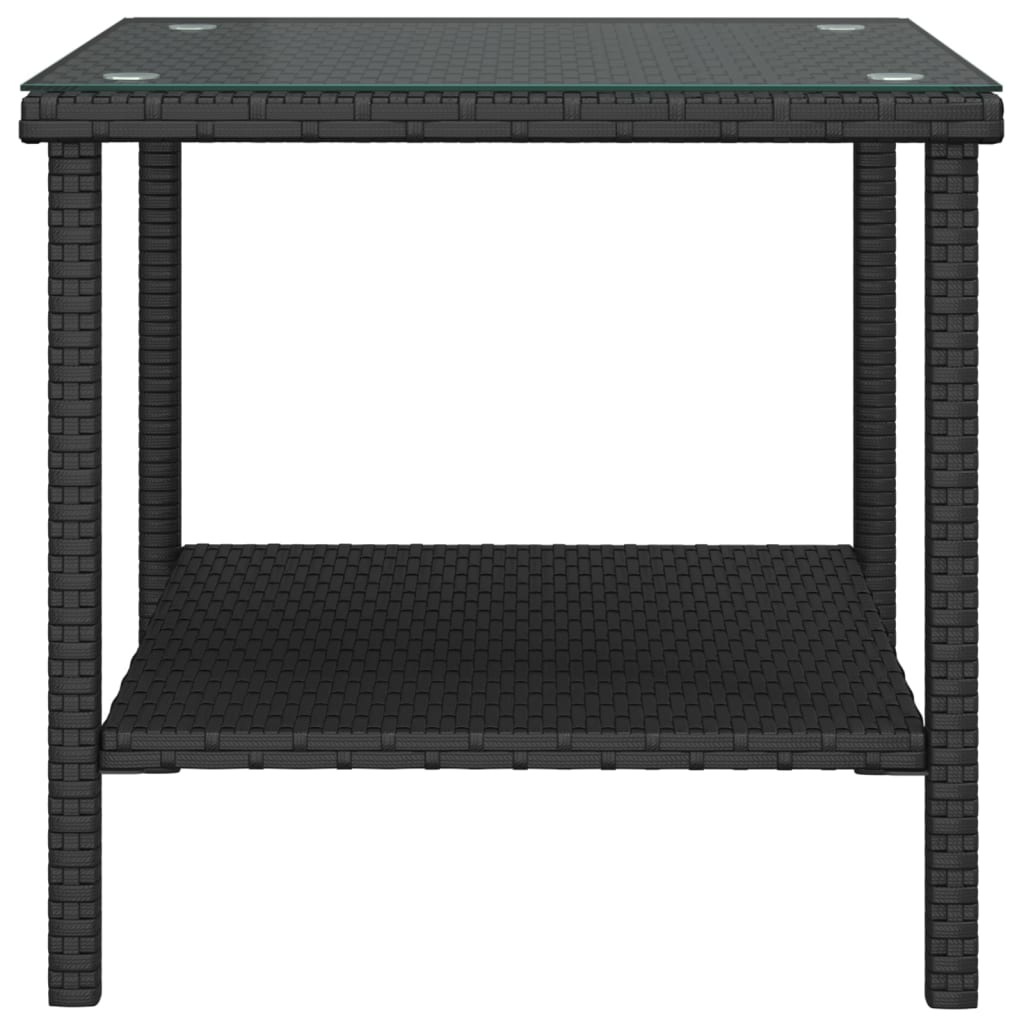 Mesa auxiliar vidrio templado ratán sintético negro 45x45x45 cm vidaXL