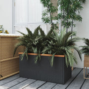 Jardinière en rotin synthétique noir 80x40x40 cm v9217 Vetonek