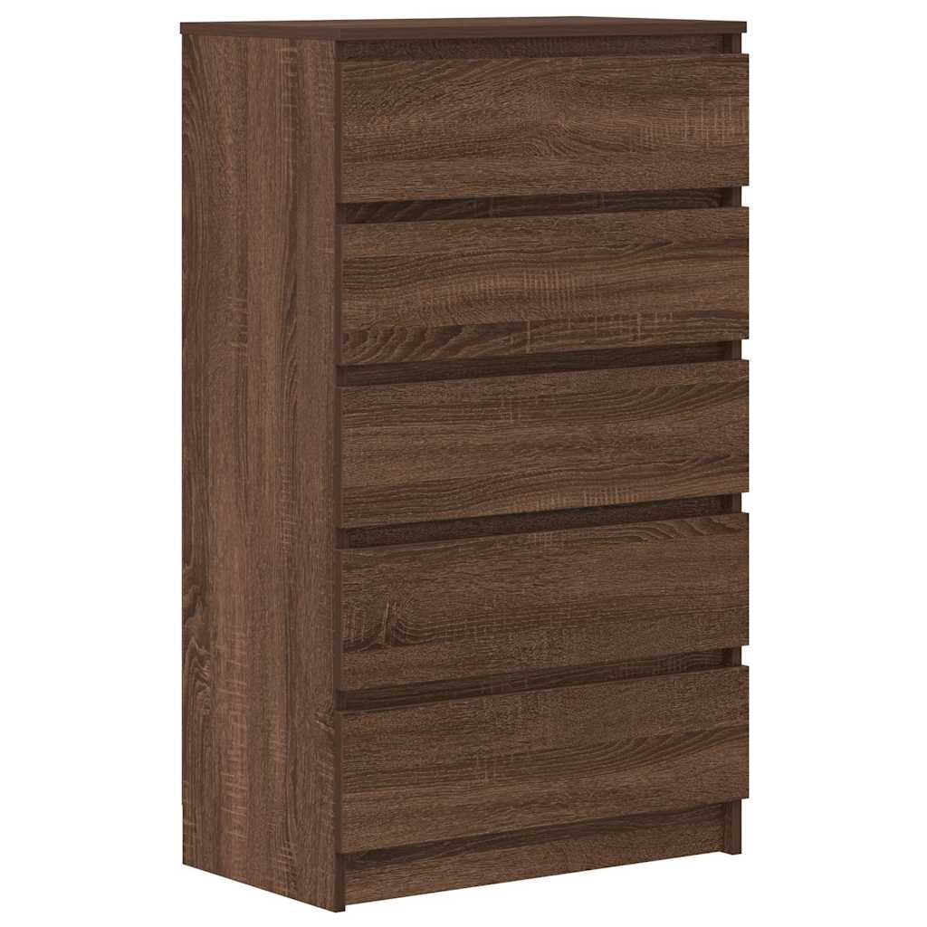Vetonek Cómoda de madera contrachapada roble marrón 60x36x103 cm