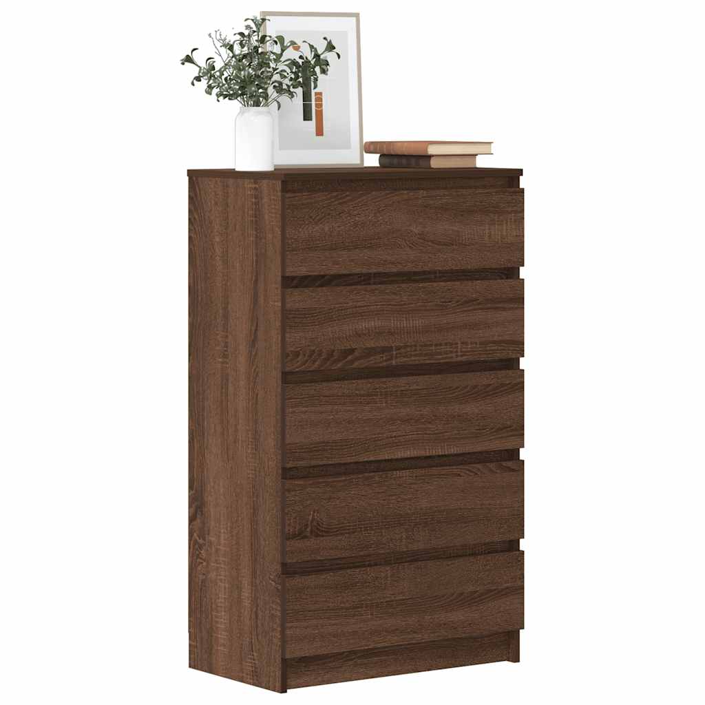 Cómoda de madera contrachapada roble marrón 60x36x103 cm v9309 Vetonek
