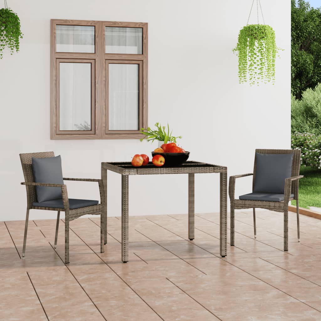 Cadeiras de jardim com almofadas 2 unidades rattan sintético cinza v9408 Vetonek