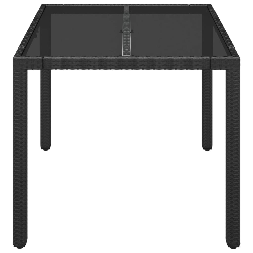 Mesa de jardín superficie de vidrio ratán PE negro 90x90x75 cm vidaXL