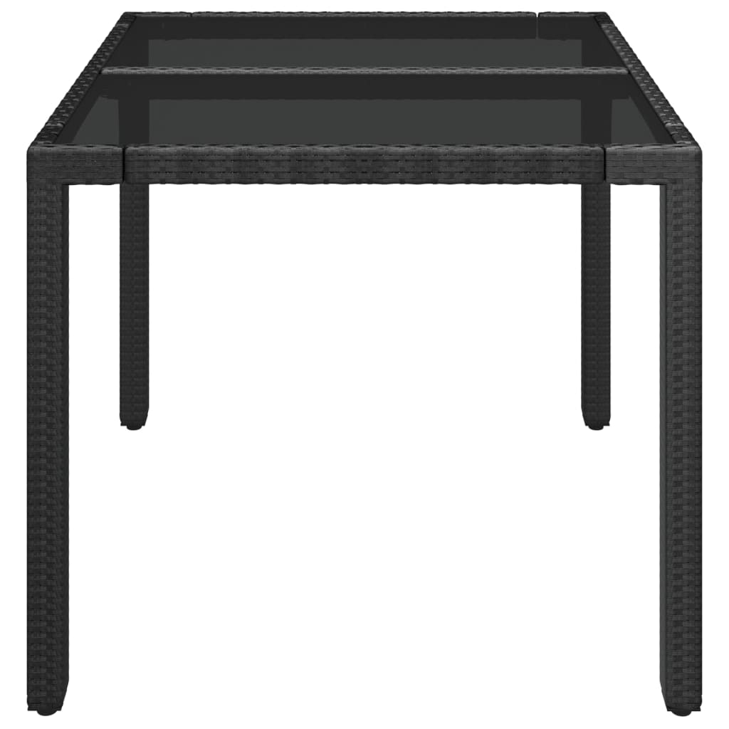 Mesa de jardín superficie de vidrio ratán PE negro 90x90x75 cm vidaXL