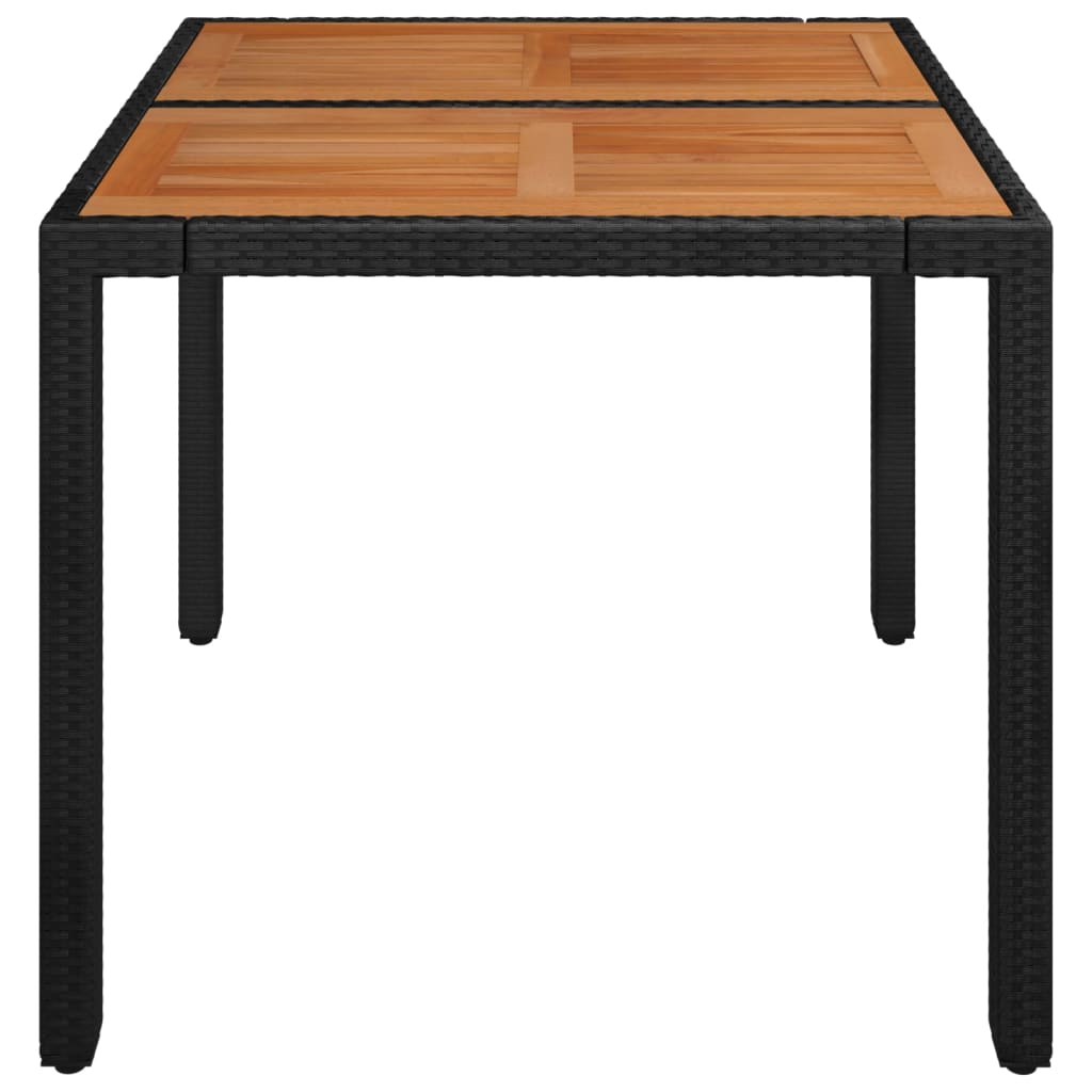 Mesa de jardín superficie de madera ratán PE negro 90x90x75 cm vidaXL