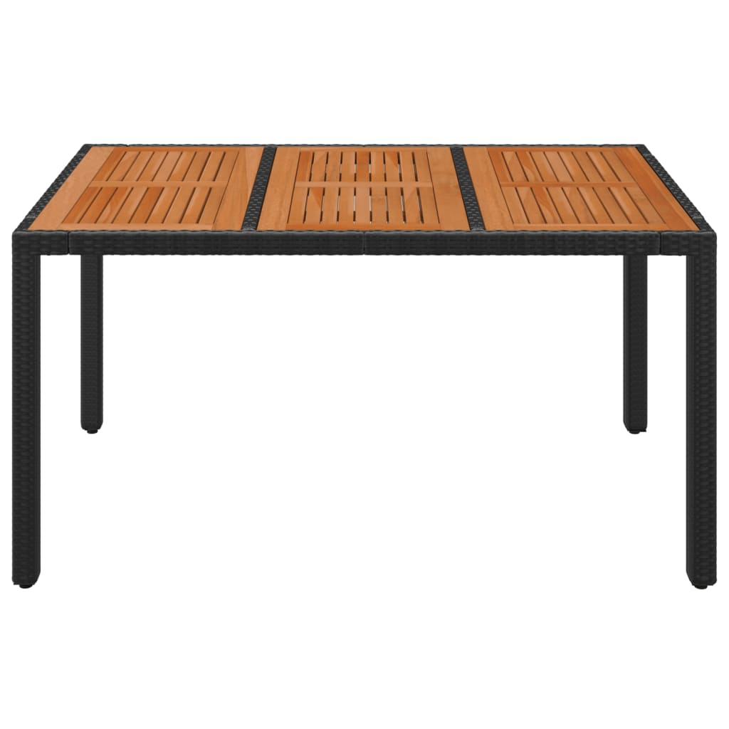 Mesa de jardín superficie de madera ratán PE negro 150x90x75 cm - Vetonek