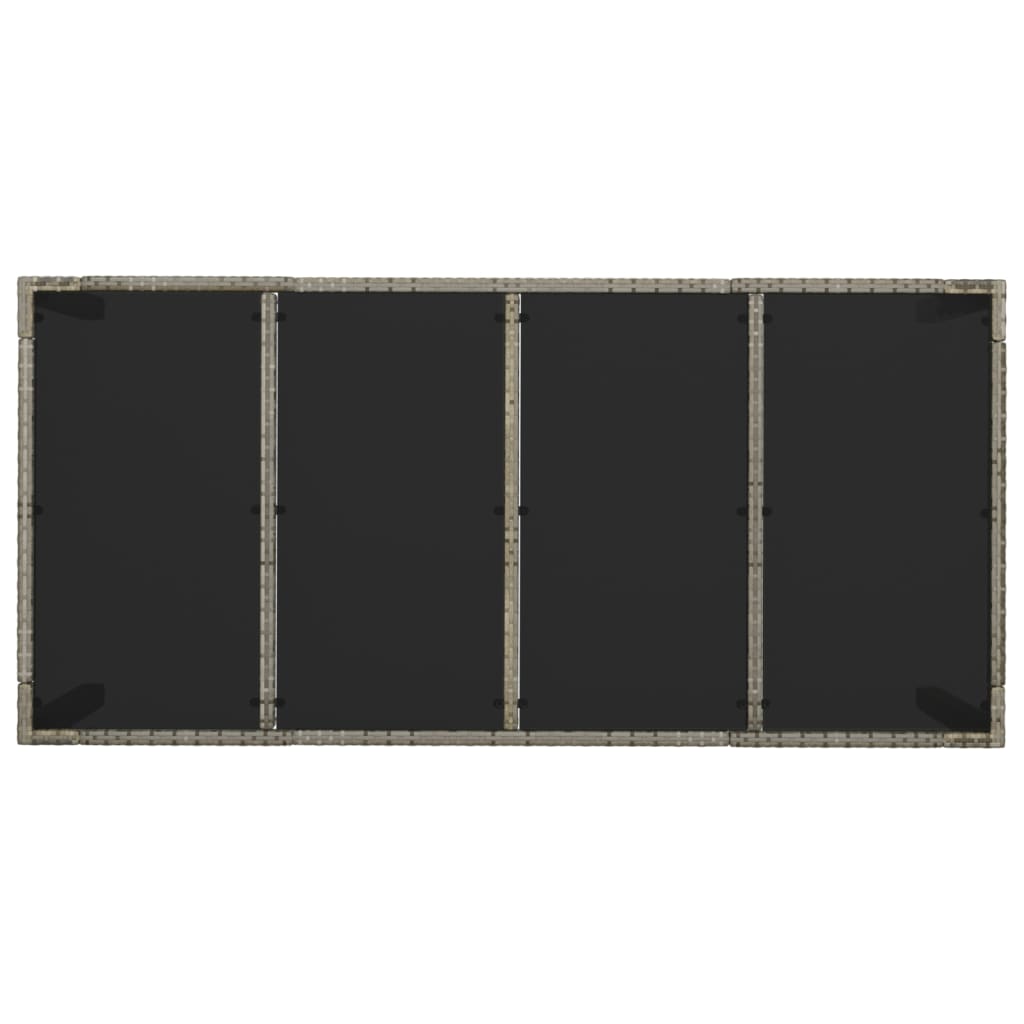 Mesa de jardín superficie de vidrio ratán PE gris 190x90x75 cm - Vetonek