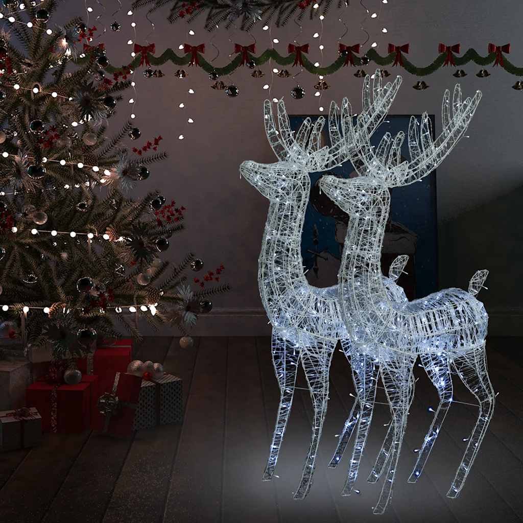 Vetonek Renos de Navidad acrílico 250 LED 2 uds blanco frío 180 cm