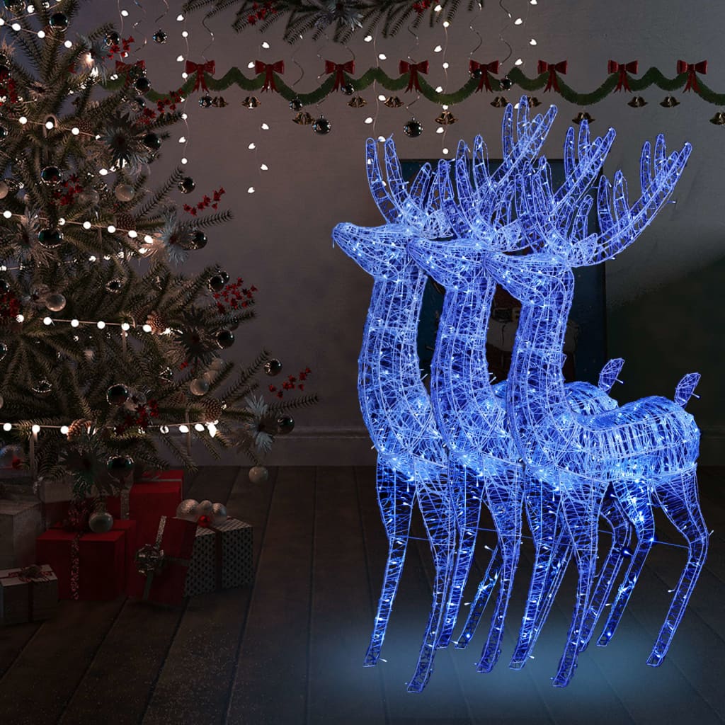 Vetonek Renos de Navidad acrílico 250 LED 3 uds azul 180 cm