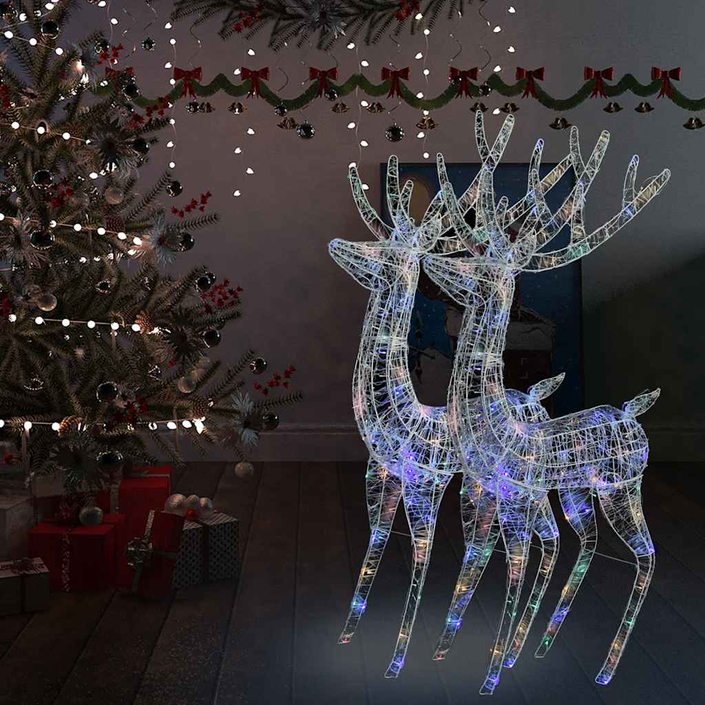 Vetonek Renos de Navidad acrílico 250 LED 2 uds multicolor 180 cm