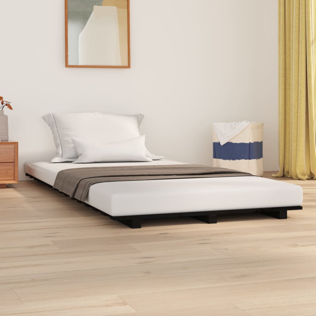 Vetonek Estructura de cama madera maciza de pino negro 90x200 cm