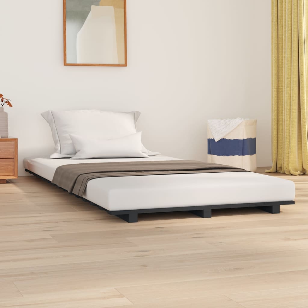 Vetonek Estructura de cama madera maciza de pino gris 100x200 cm