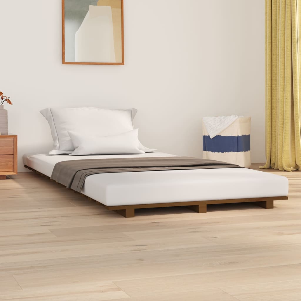 Vetonek Estructura de cama madera maciza pino marrón miel 100x200 cm