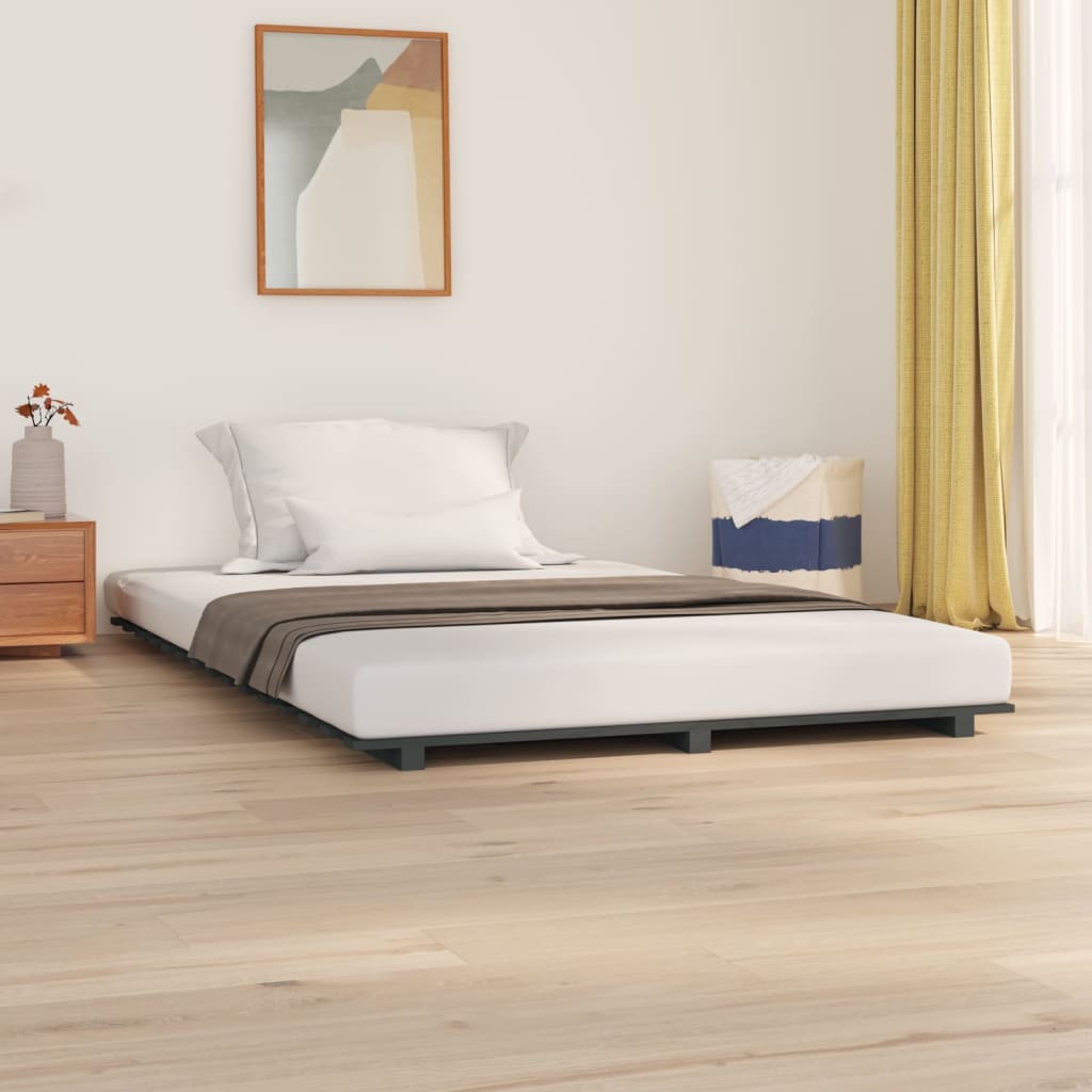 Vetonek Estructura de cama madera maciza de pino gris 120x200 cm