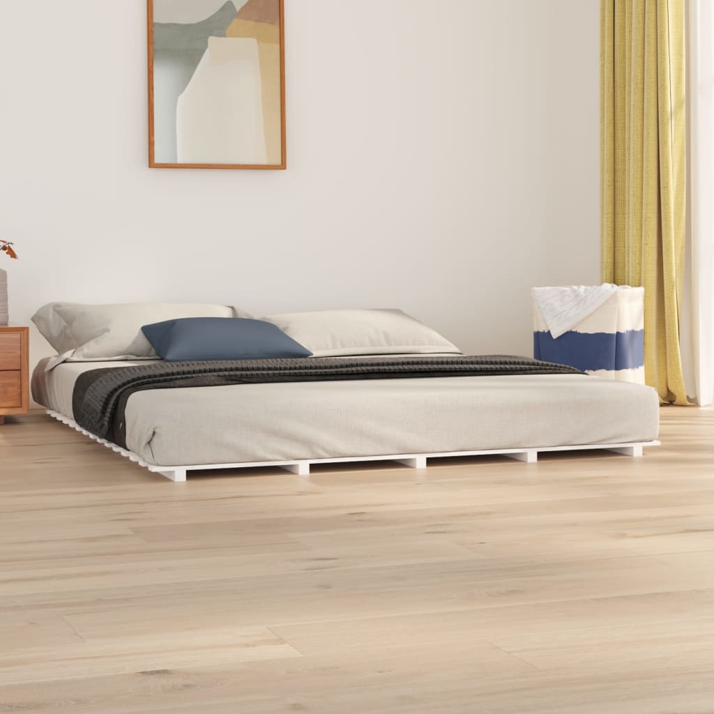 Vetonek Estructura de cama madera maciza de pino blanco 180x200 cm