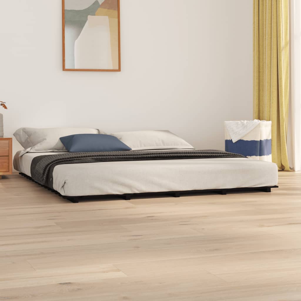 Vetonek Estructura de cama madera maciza de pino negro 180x200 cm