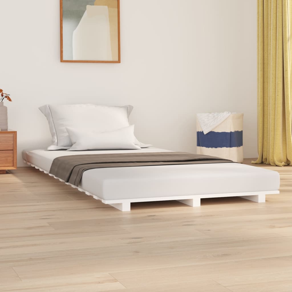 Vetonek Estructura de cama madera maciza de pino blanco 90x190 cm