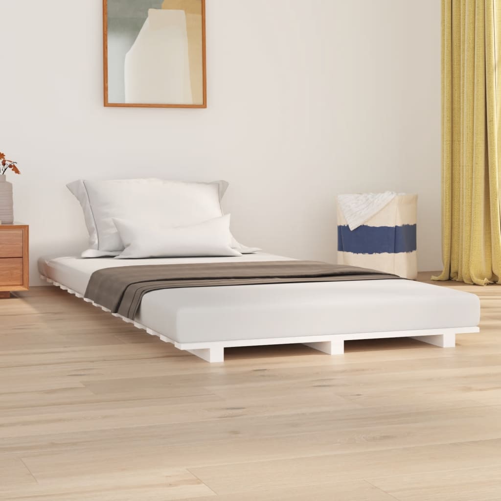 Vetonek Estructura de cama madera maciza de pino blanco 75x190 cm