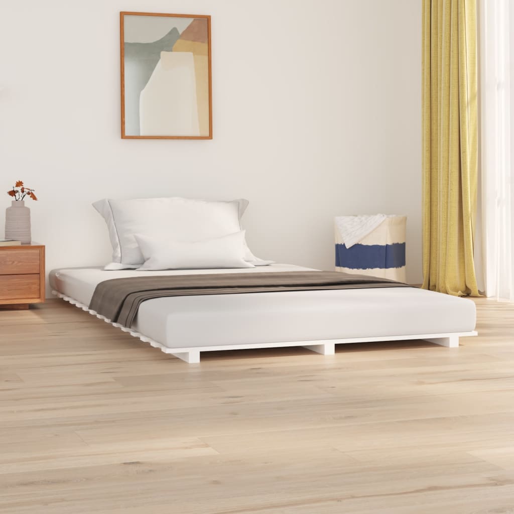 Vetonek Estructura de cama madera maciza de pino blanco 120x190 cm