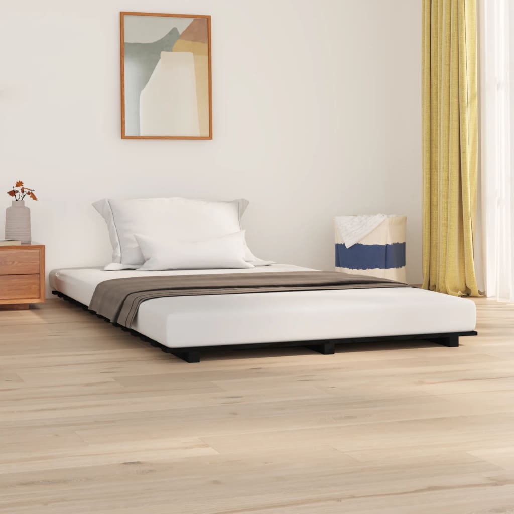 Vetonek Estructura de cama madera maciza de pino negro 120x190 cm