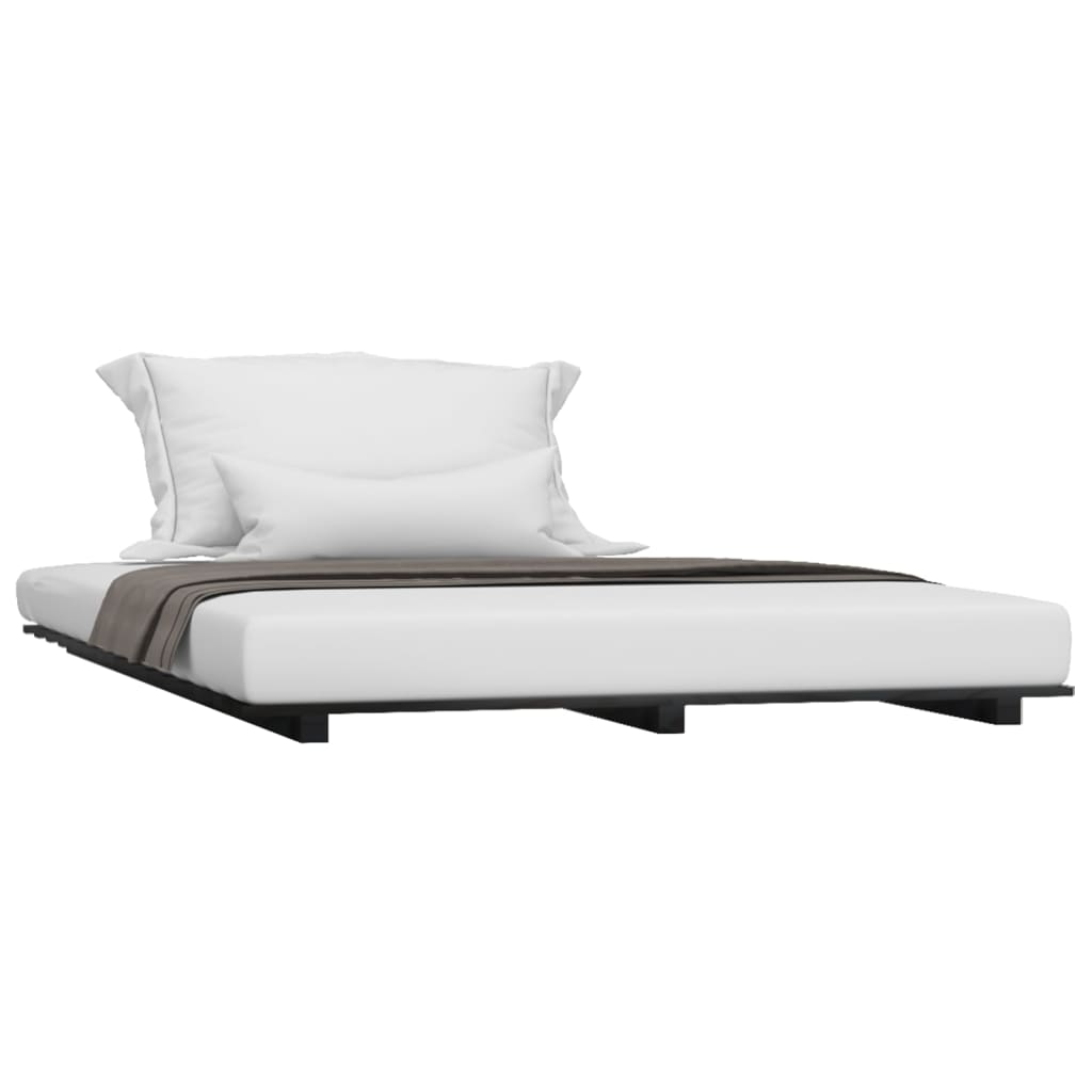 Estructura de cama madera maciza de pino negro 135x190 cm