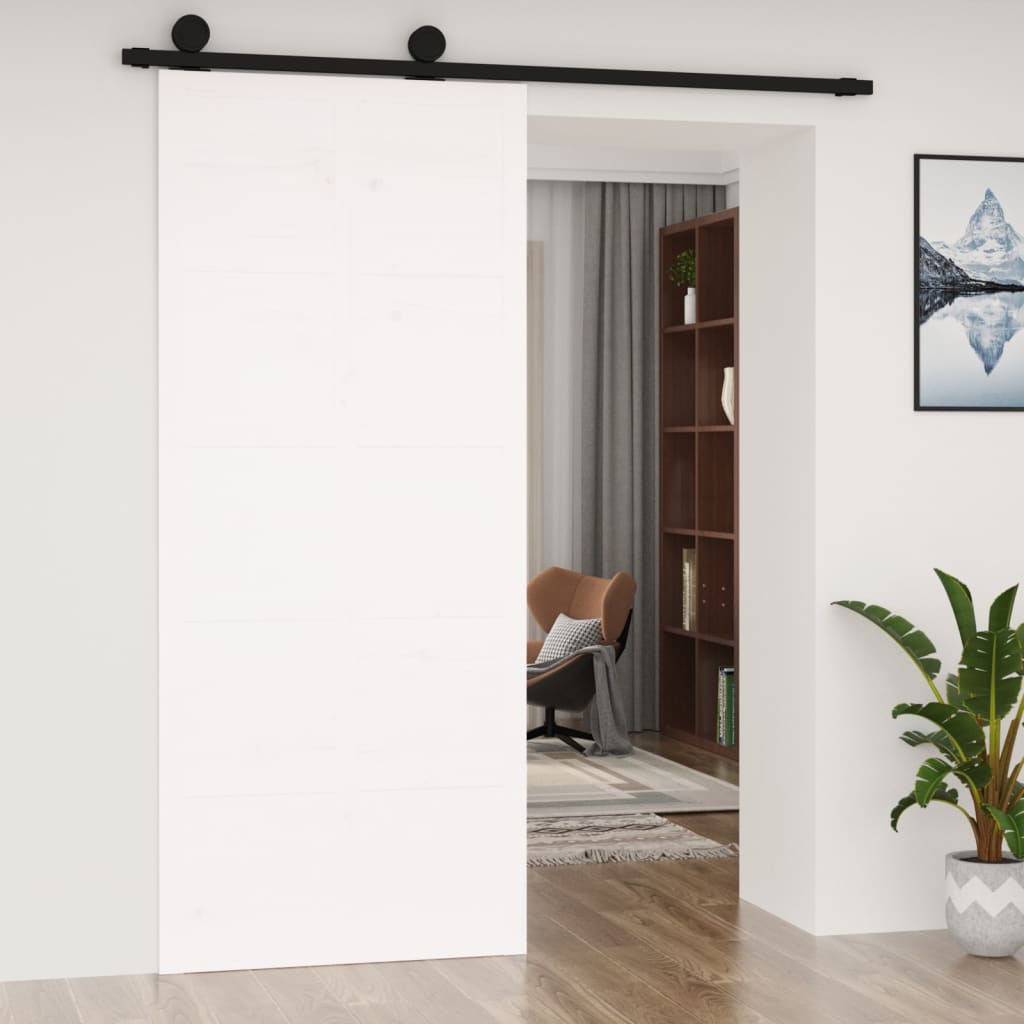 Puerta de granero madera maciza pino blanca 90x1,8x214 cm vidaXL