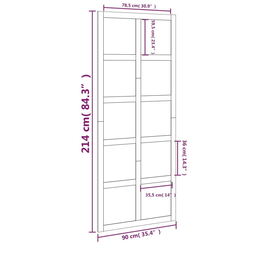 Puerta de granero madera maciza pino blanca 90x1,8x214 cm vidaXL