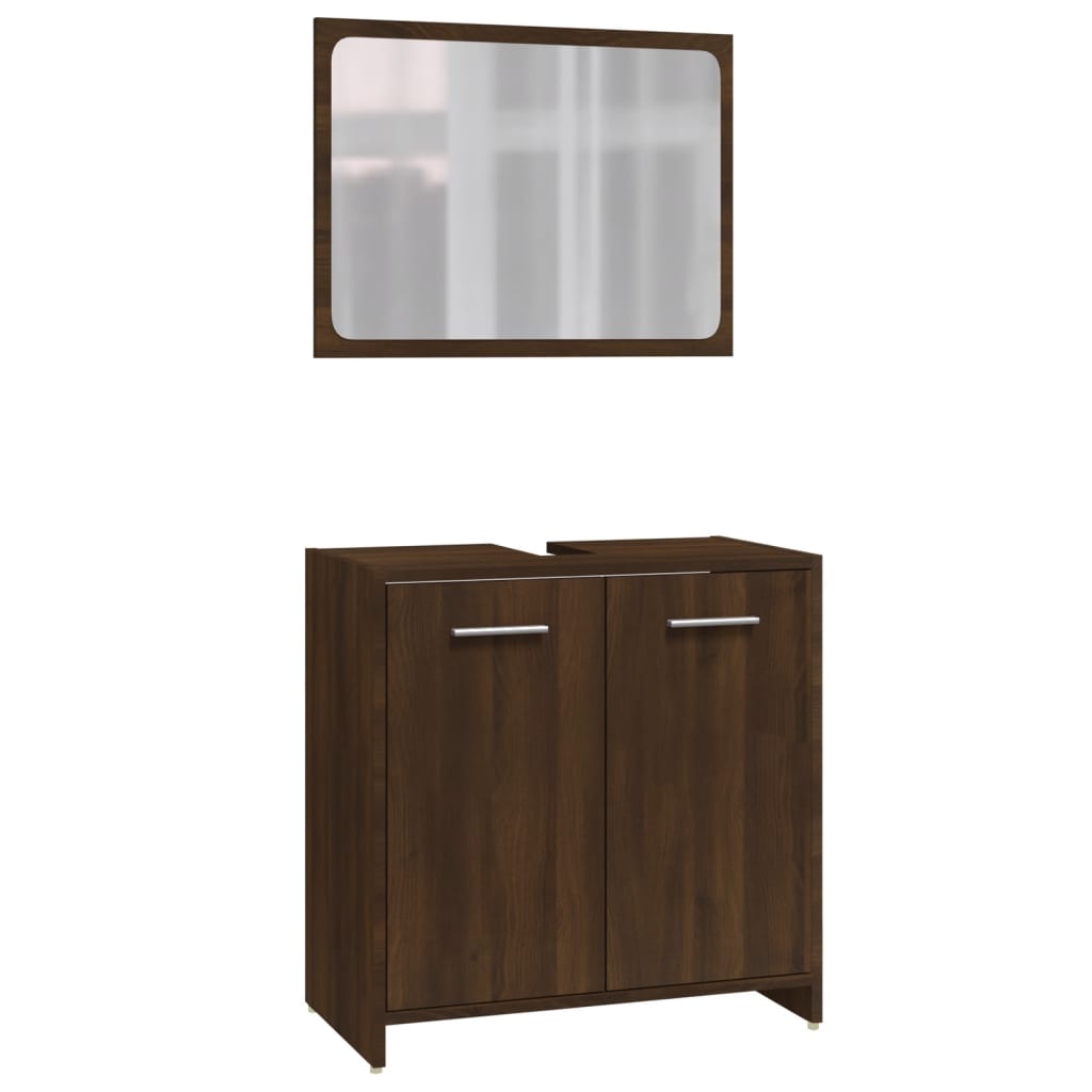 Set de muebles baño 3 pzas madera roble marrón vidaXL