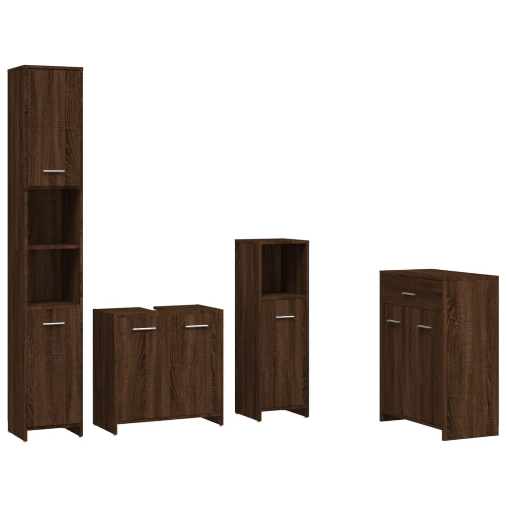 Set de muebles baño 4 pzas madera roble marrón - Vetonek