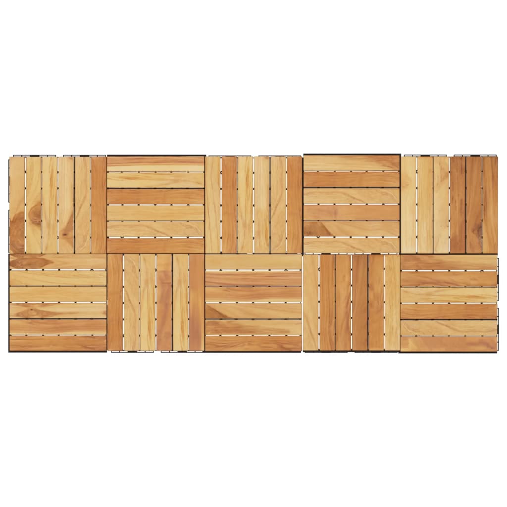 Terrace tiles 10 pcs solid teak wood vertical pattern v9926 - Vetonek