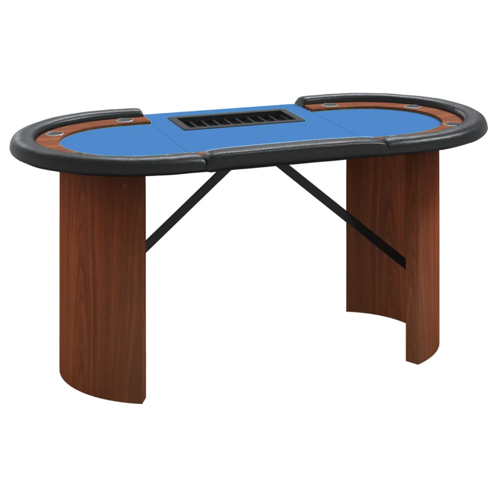 Mesa de póquer 10 jugadores bandeja fichas azul 160x80x75 cm - Vetonek