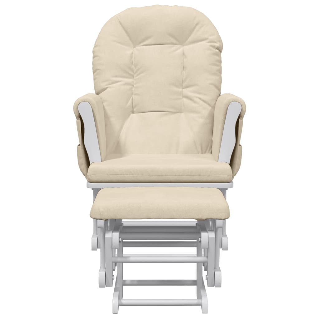 Nursing chair with stool cream white fabric v0199 - Vetonek