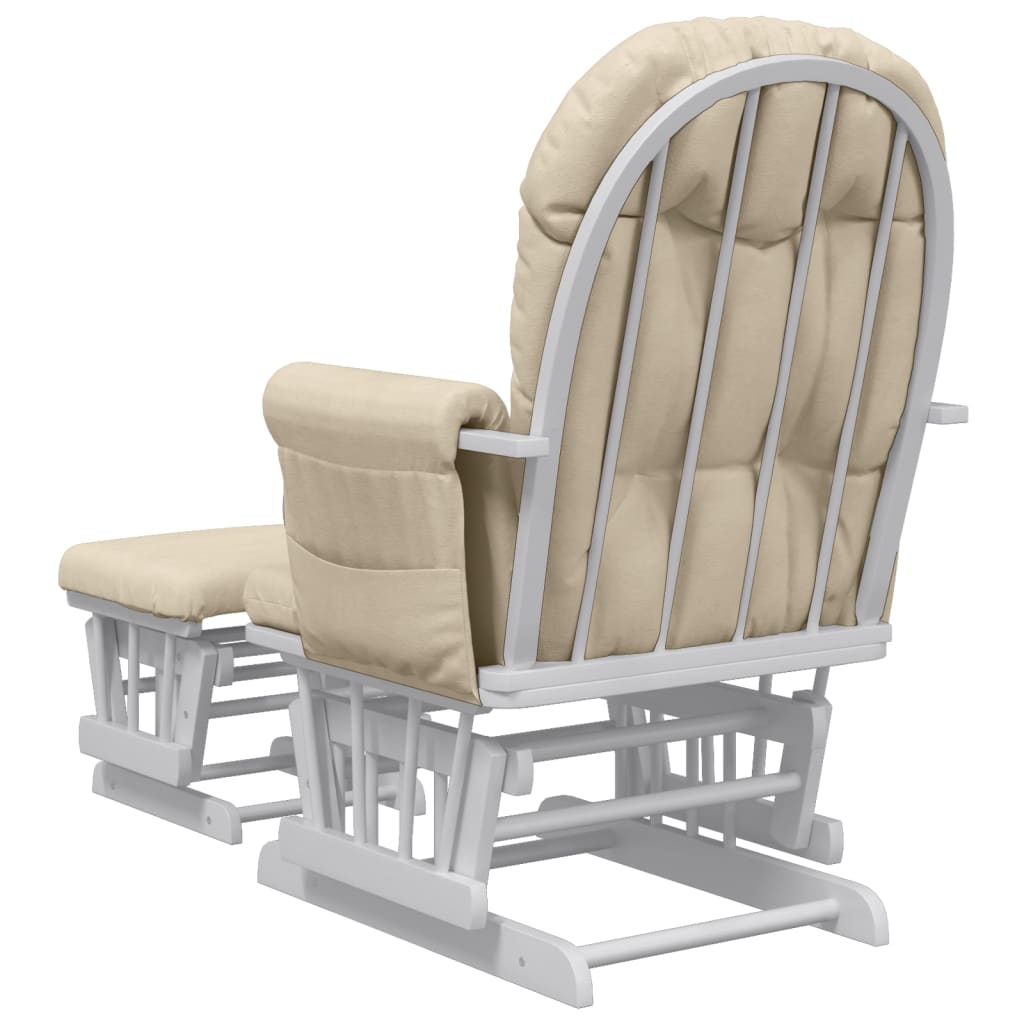 Nursing chair with stool cream white fabric v0199 - Vetonek