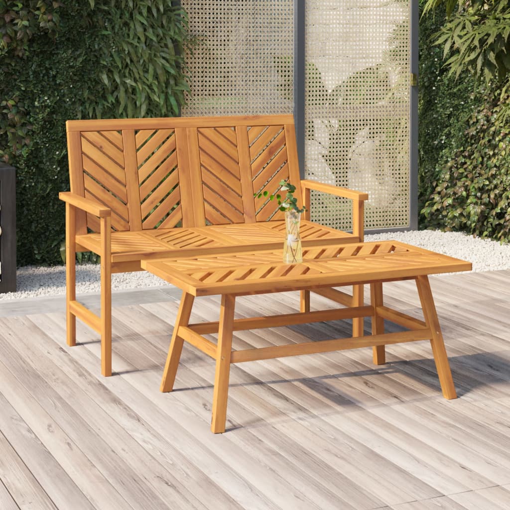 Vetonek Juego de muebles de jardín 2 piezas madera maciza acacia