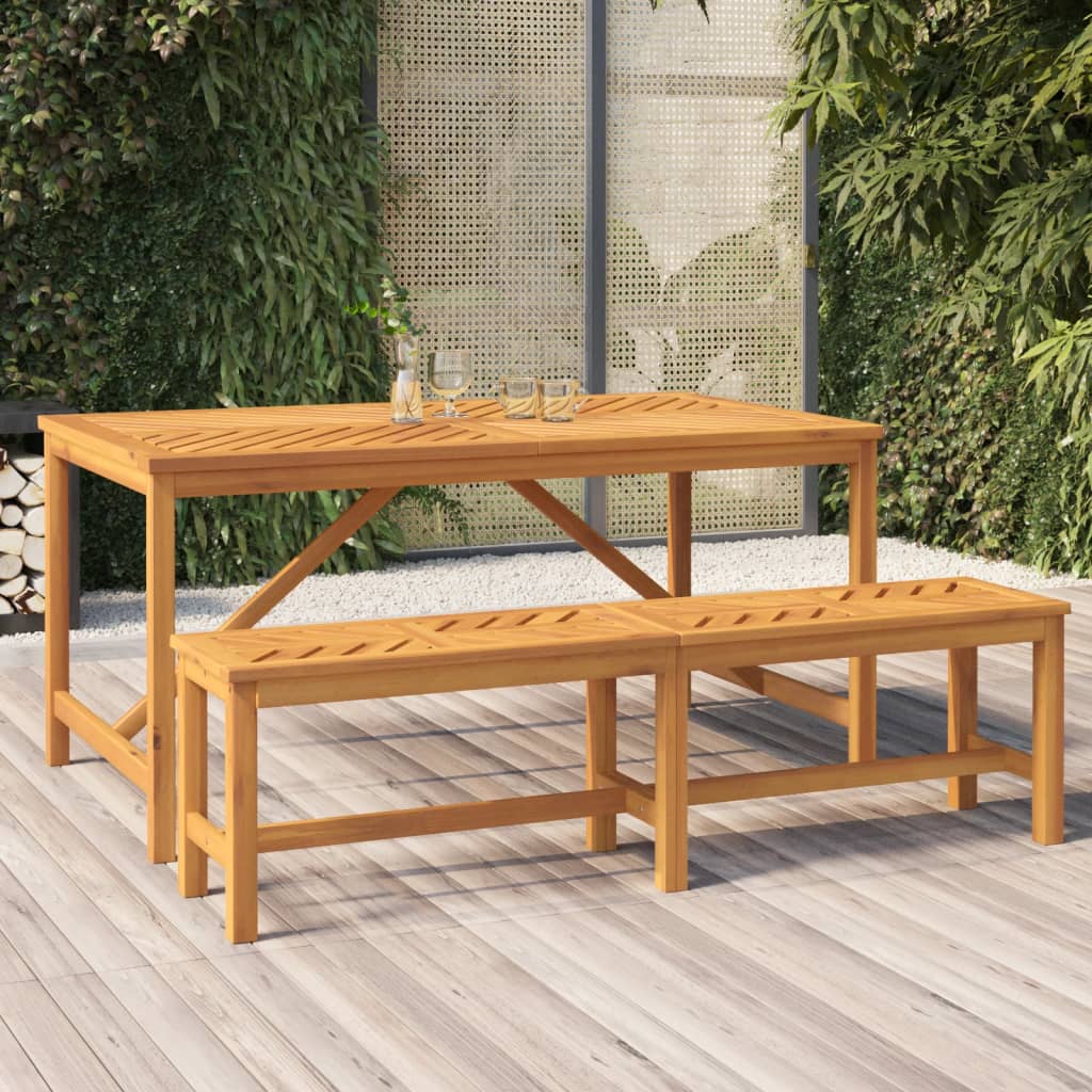 Vetonek Mesa de comedor de jardín madera maciza de acacia 150x90x74 cm