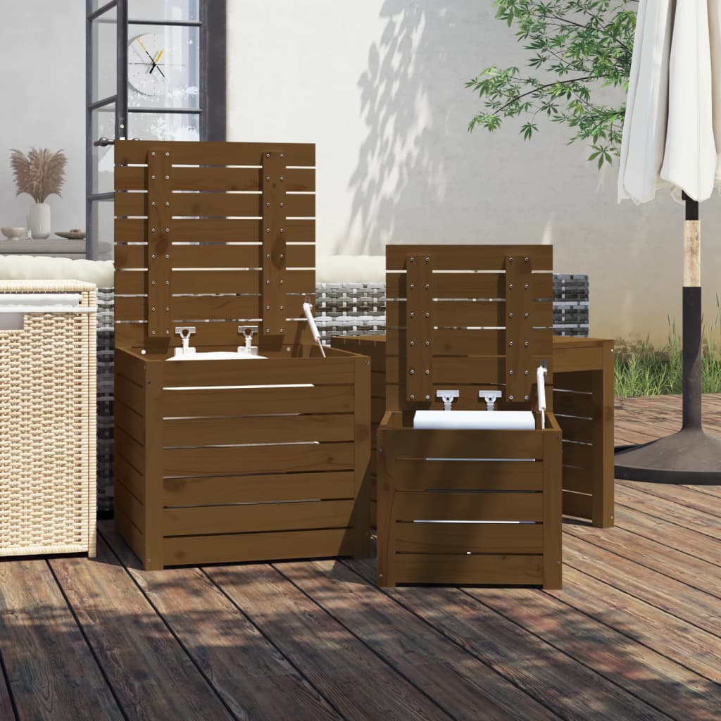 Gartenboxen 3 Stcs Woodba Holz braun grauer Pino Honig