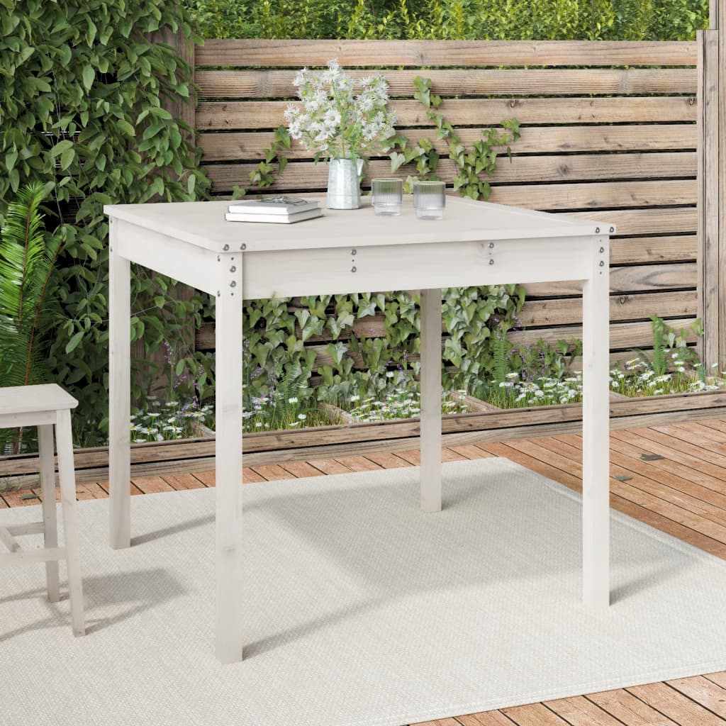 Vetonek Mesa de jardín madera maciza de pino blanco 82,5x82,5x76 cm