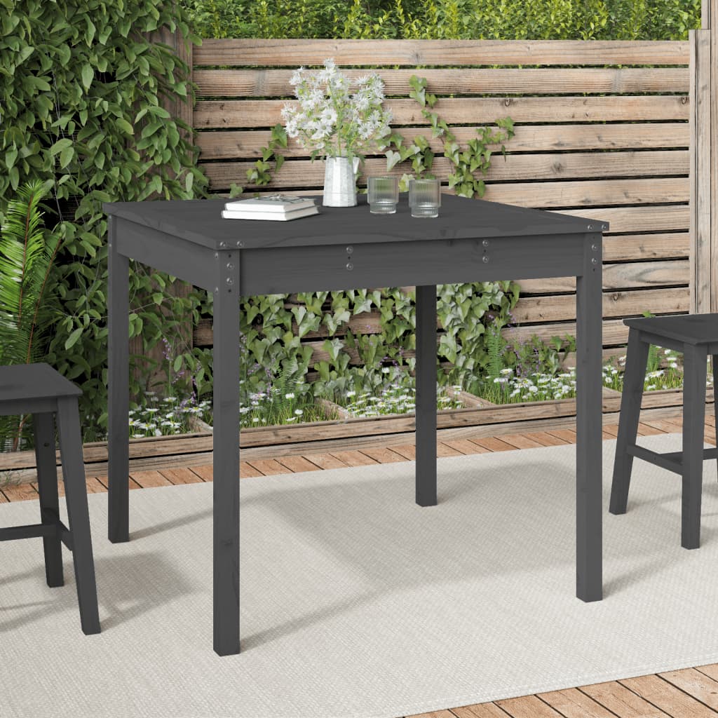 Vetonek Mesa de jardín madera maciza pino gris 82,5x82,5x76 cm