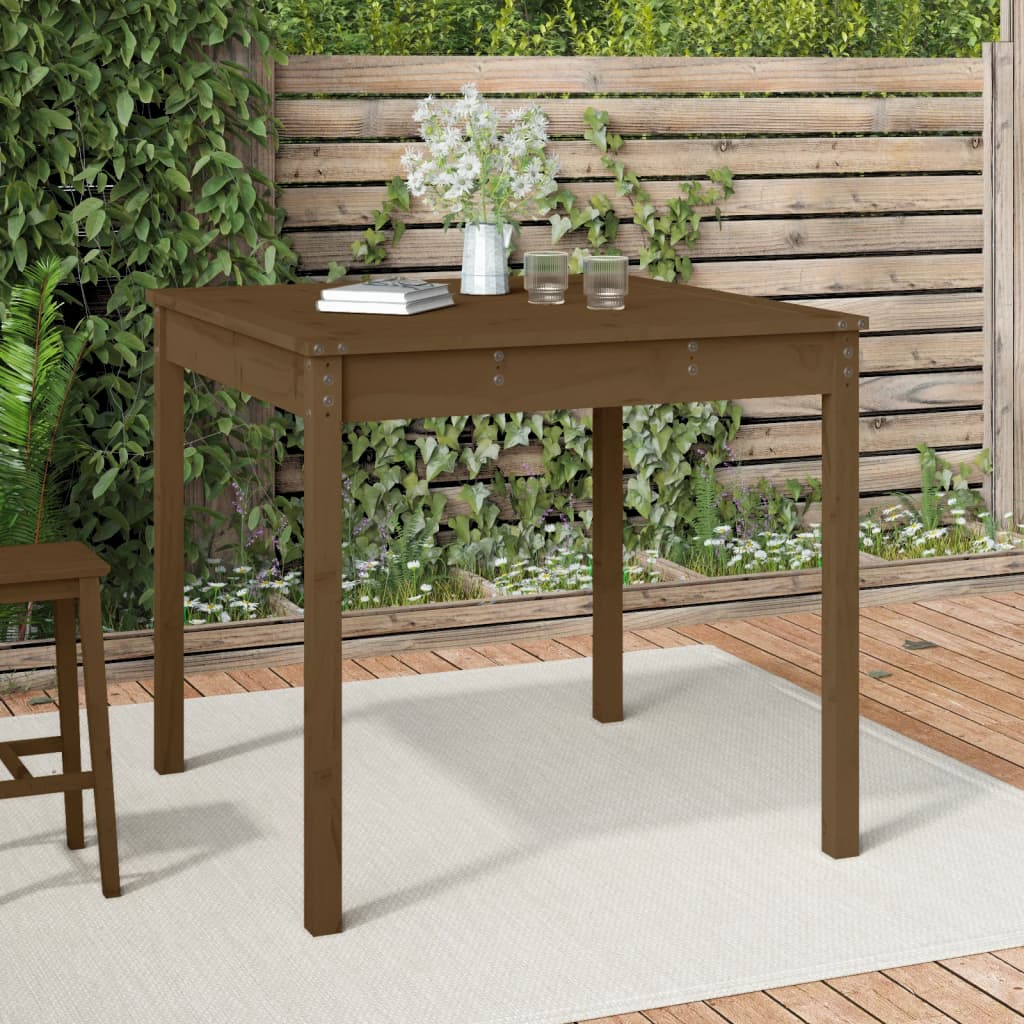 Vetonek Mesa de jardín madera maciza pino marrón miel 82,5x82,5x76 cm