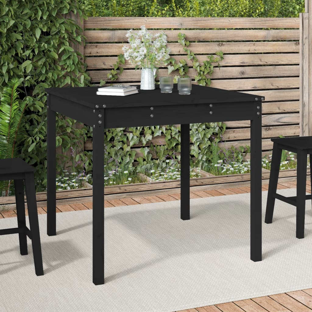 Vetonek Mesa de jardín madera maciza pino negro 82,5x82,5x76 cm