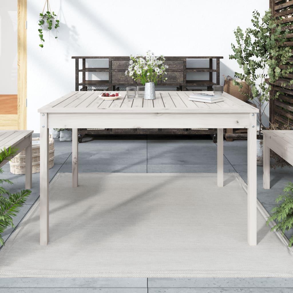 Vetonek Mesa de jardín madera maciza pino blanco 121x82,5x76 cm