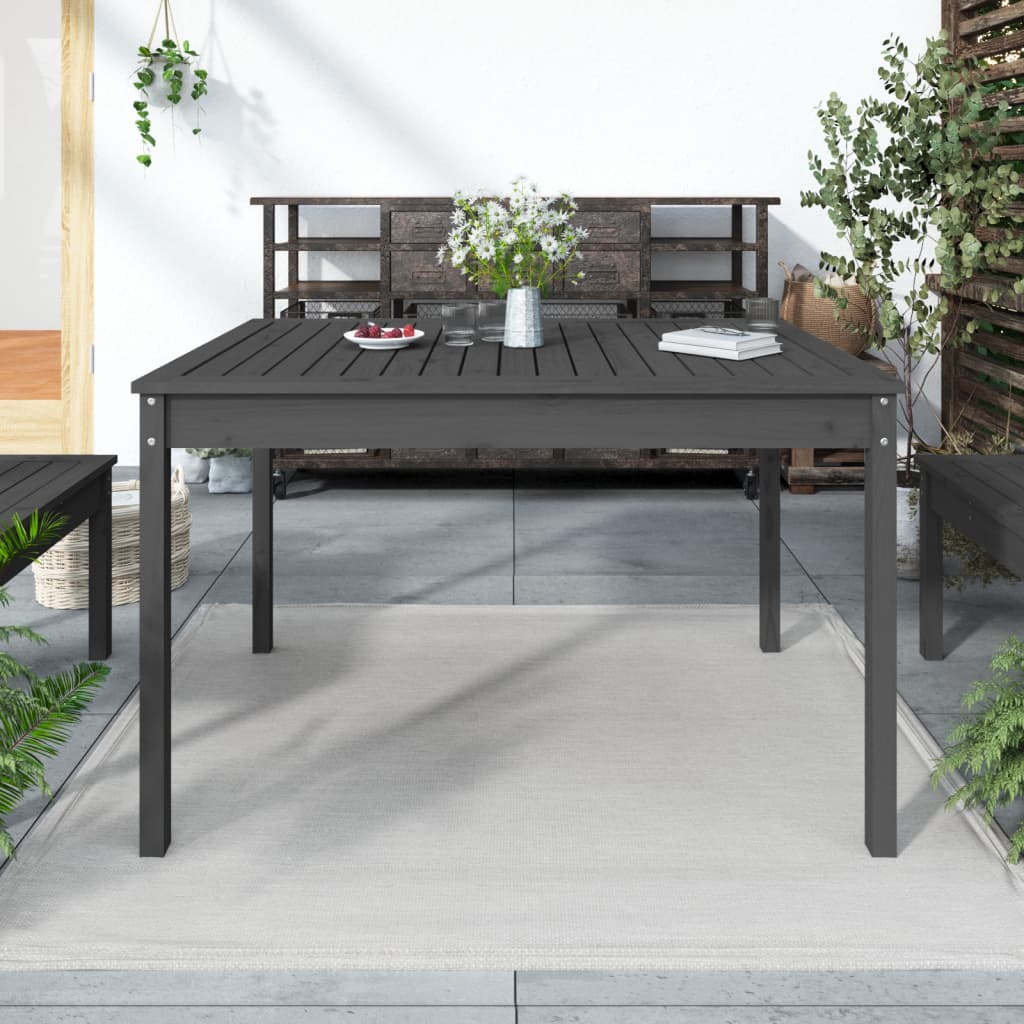 Vetonek Mesa de jardín madera maciza pino gris 121x82,5x76 cm