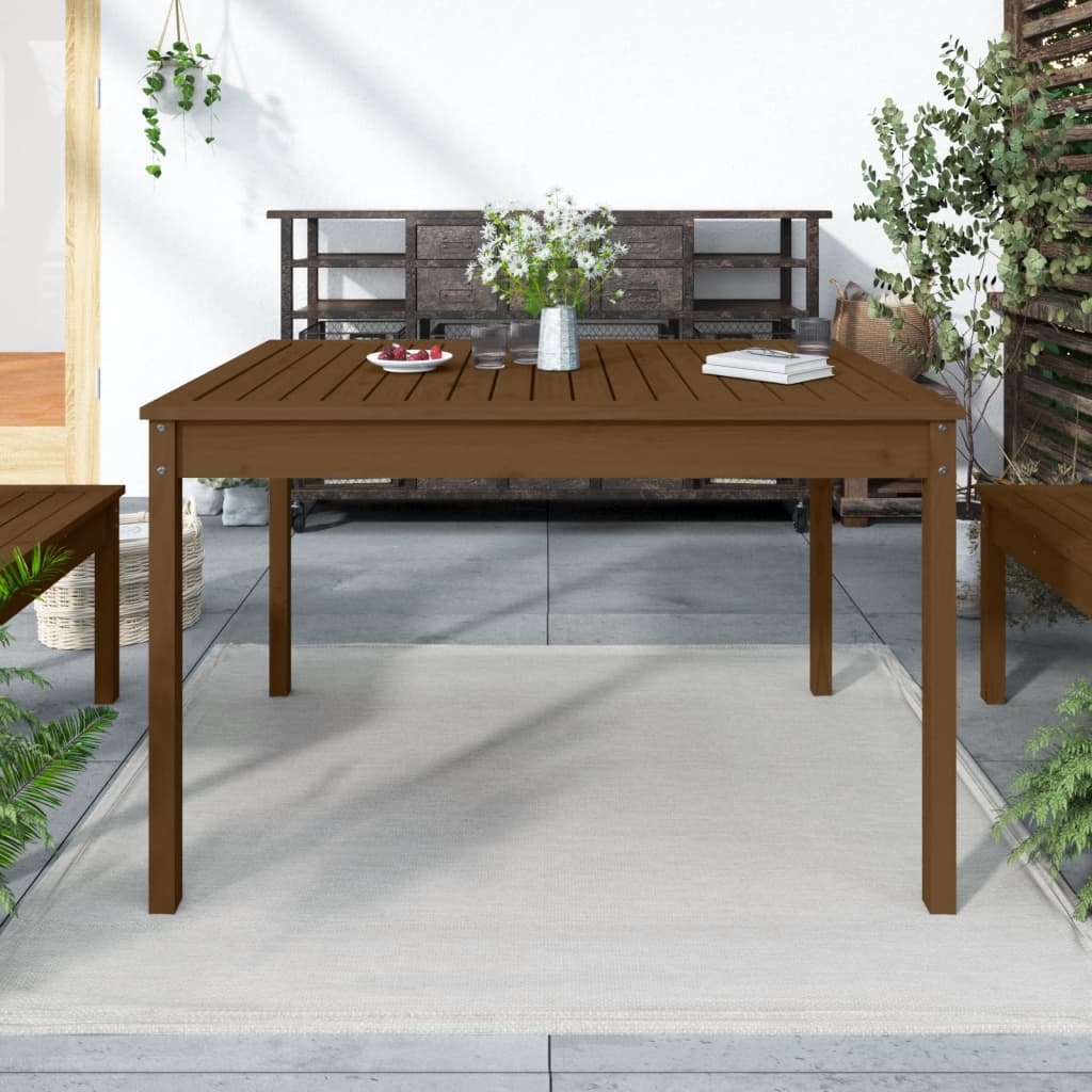 Vetonek Mesa de jardín madera maciza pino marrón miel 121x82,5x76 cm