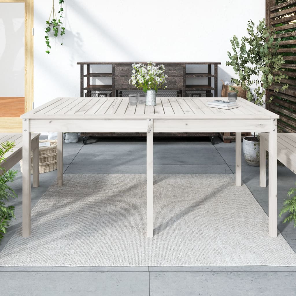 Vetonek Mesa de jardín madera maciza pino blanco 159,5x82,5x76 cm