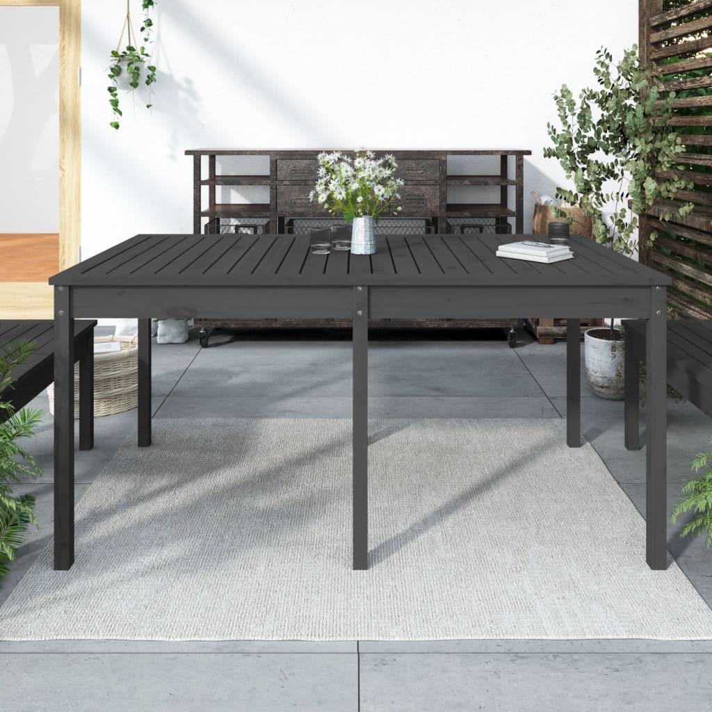 Vetonek Mesa de jardín madera maciza pino gris 159,5x82,5x76 cm