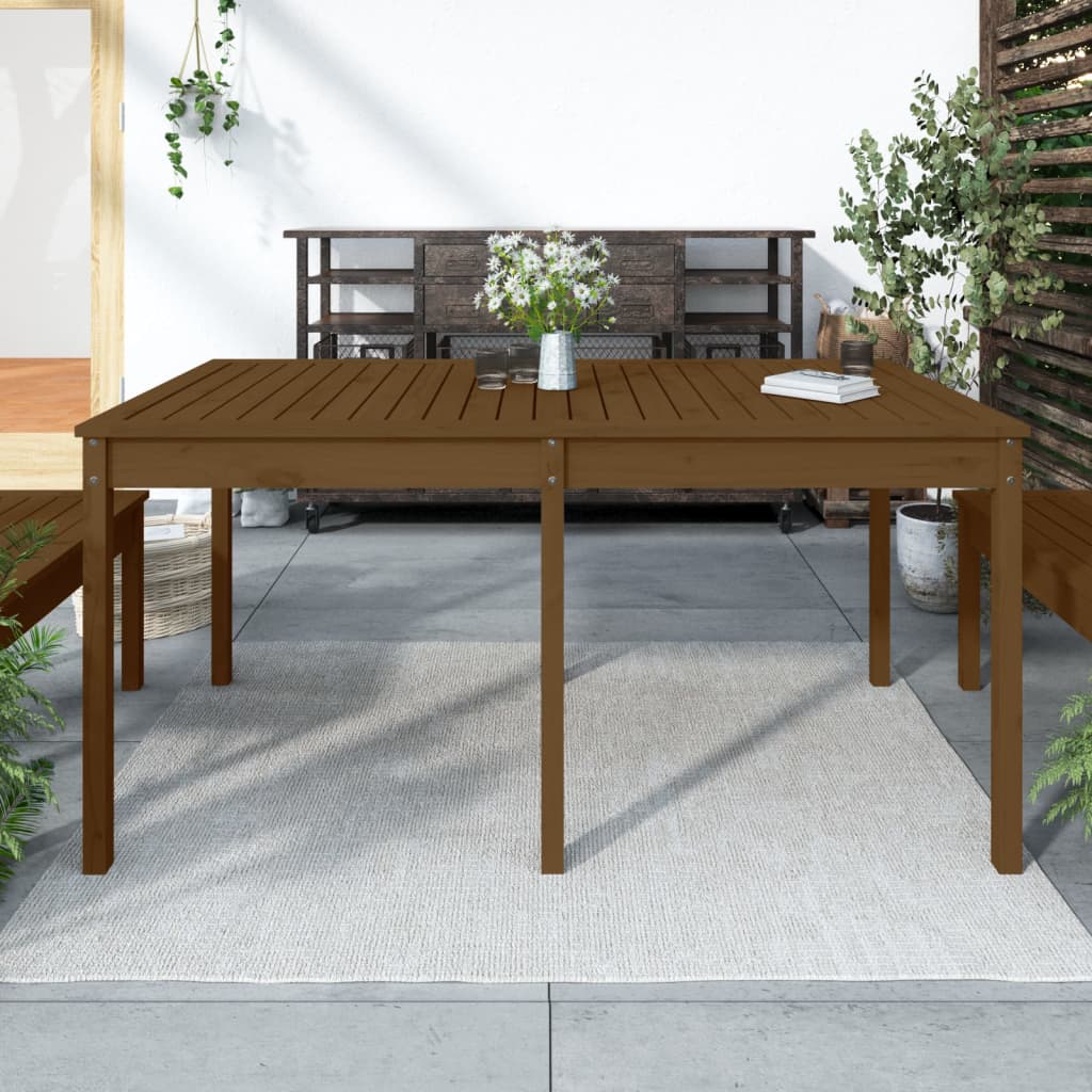 Vetonek Mesa de jardín madera maciza pino marrón miel 159,5x82,5x76 cm