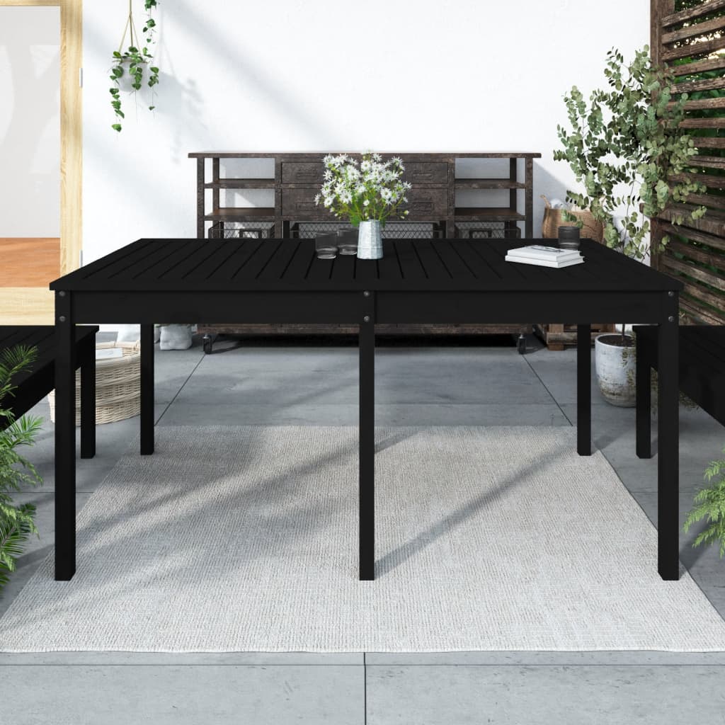 Vetonek Mesa de jardín madera maciza pino negro 159,5x82,5x76 cm