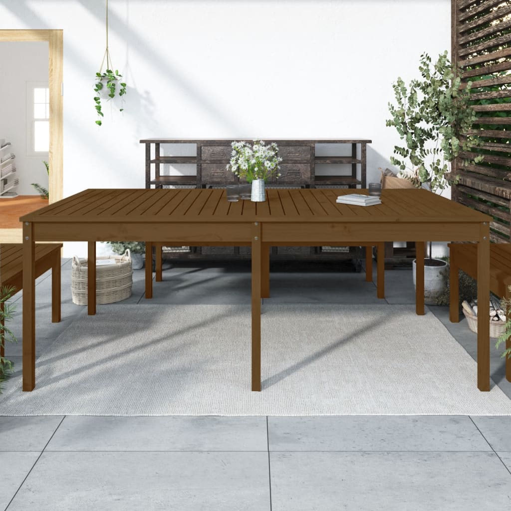 Vetonek Mesa de jardín madera maciza pino marrón miel 203,5x100x76 cm